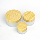 tarro poner crema cosmético del vidrio esmerilado 50ml/1.7oz con las tapas de bambú