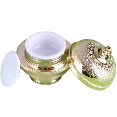 Plata poner crema cosmética de acrílico vacía de lujo del oro del tarro 10g